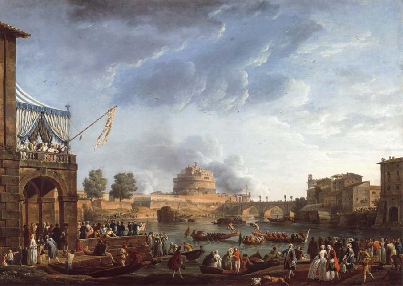 Claude-joseph Vernet A Sporting Contest on the Tiber at Rome oil painting picture